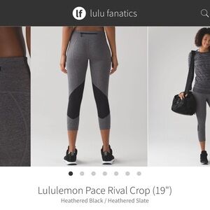 Lululemon Pace Rival Crop (19") Heathered Black / Heathered Slate